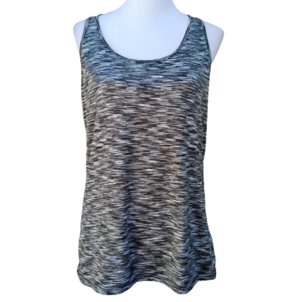 Beverly Hills Performance Tank Top Black Marled Gym Athletic Workout Racerback - Picture 1 of 12